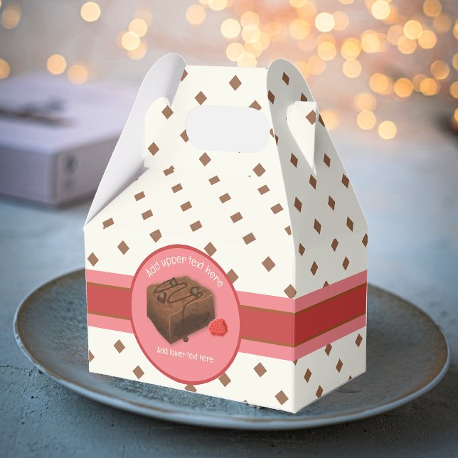 Choc Chunk Brownie - raspberry & brown - your text Favor Box (Creator Uploaded)