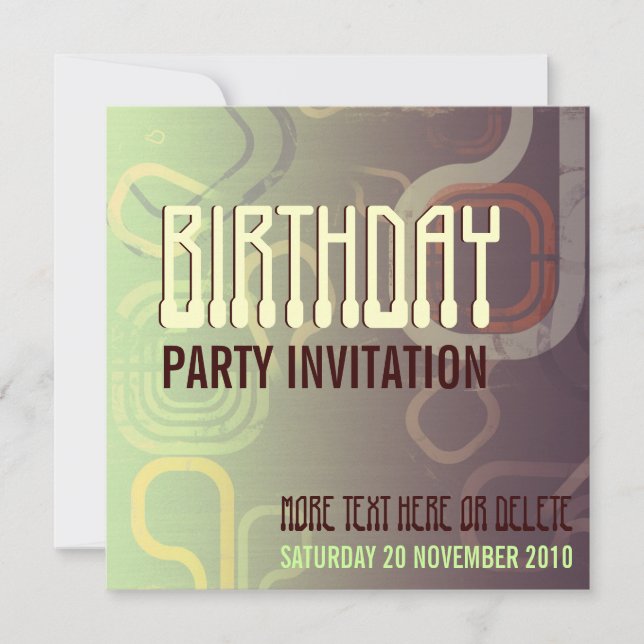 Choc Mint Retro Electro Party Birthday Invitation (Front)