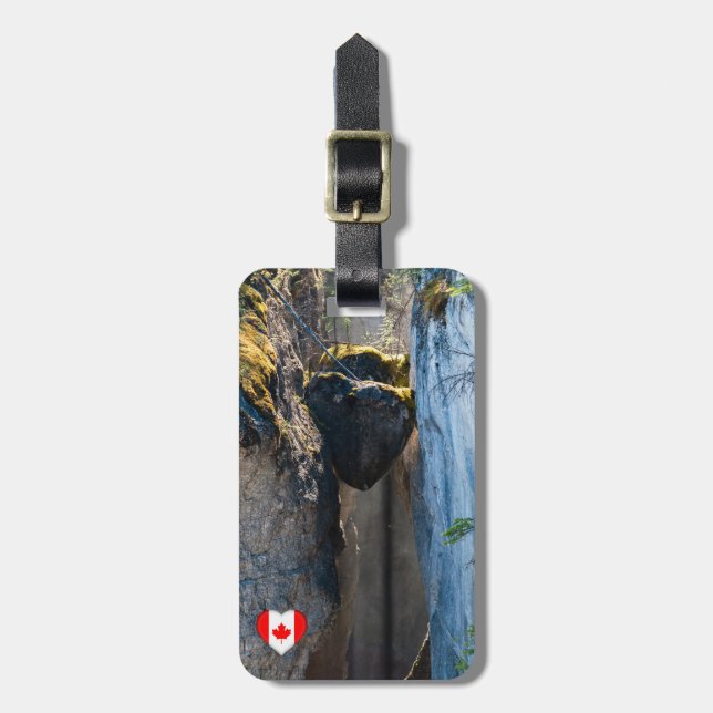 Chockstones in Maligne Canyon - Alberta, Canada Luggage Tag (Front Vertical)