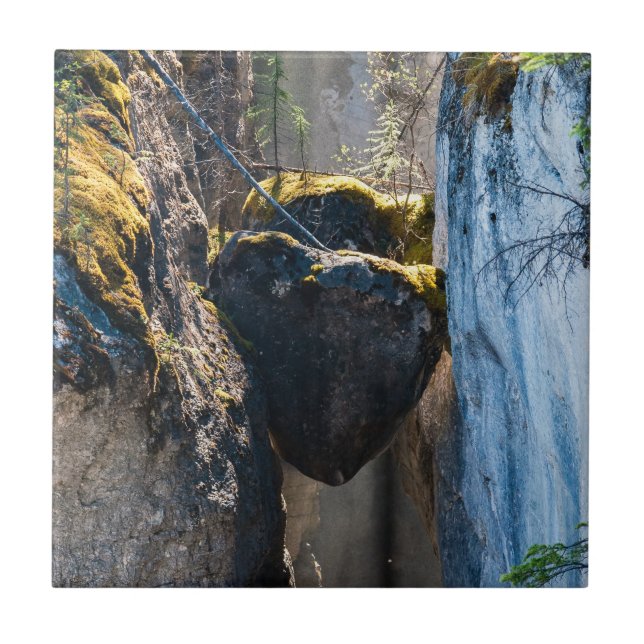 Chockstones in Maligne Canyon - Alberta, Canada Tile (Front)