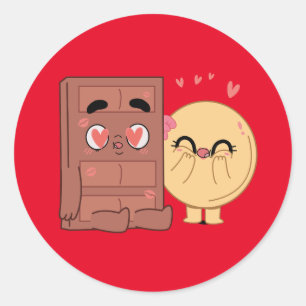 Choco And Pancake Couples Love Valentine Matching  Classic Round Sticker