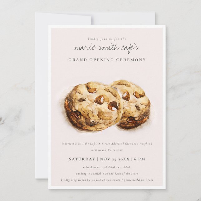 Choco Chip Cookies Café Grand Opening Invite (Front)
