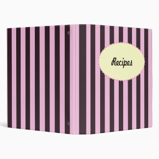 Choco-Pink Stripes Recipe Binder