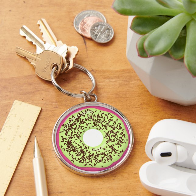 Choco Sprinkle with Matcha Glaze Doughnut, Doughnu Keychain (Desk)
