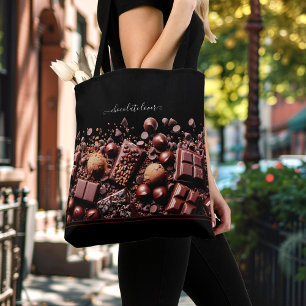 Chocoholic Chocolate Cocoa Custom Name Text Tote Bag