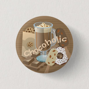 Chocoholic Chocolate Collage 1 Inch Round Button