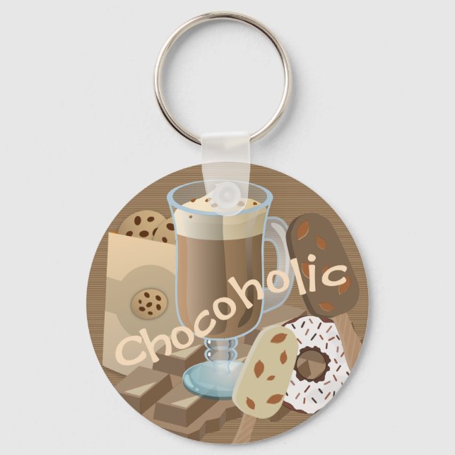 Chocoholic Chocolate Collage Keychain (Front)