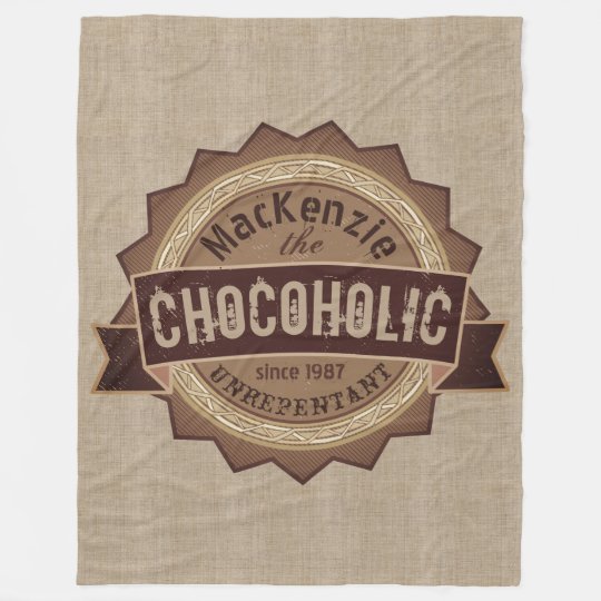 Chocoholic Chocolate Lover Grunge Badge Brown Logo Fleece Blanket