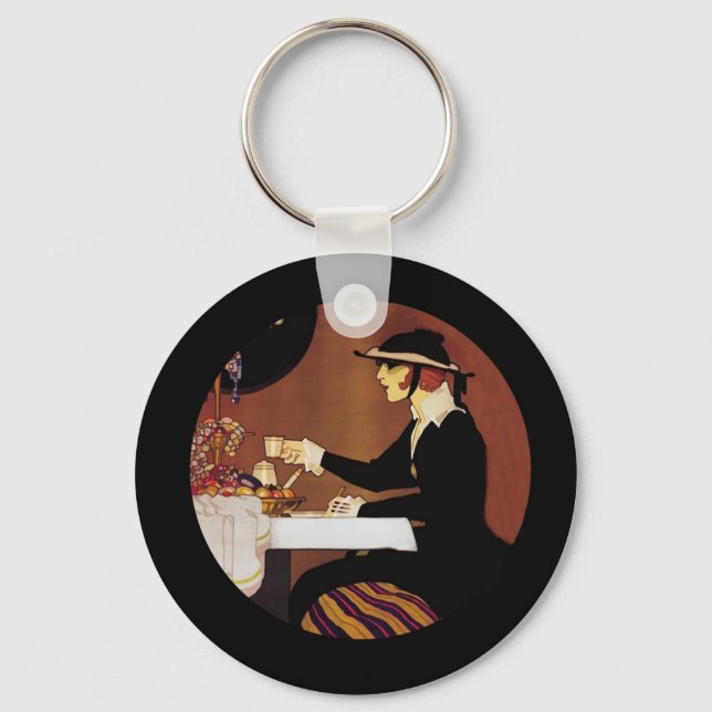 Chocolat Amatller Girl Drinking Cocoa Keychain (Front)