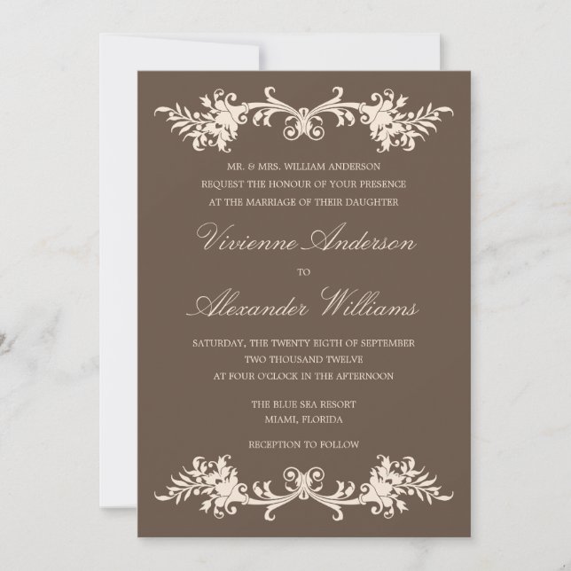 CHOCOLAT ANTIQUE| FAIRE-PART DE MARIAGE (Devant)