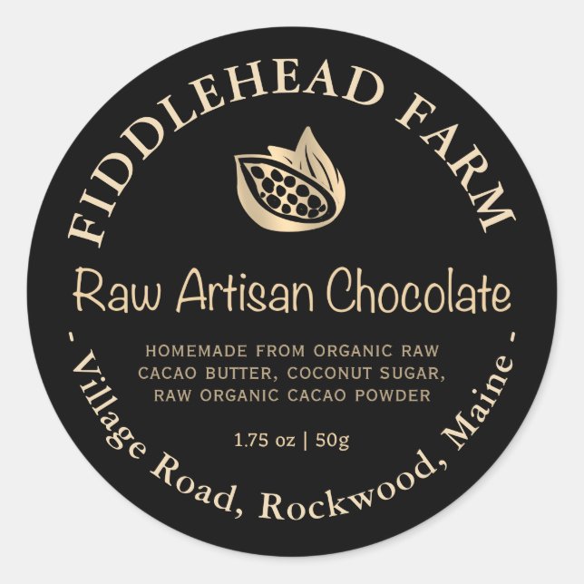 Chocolat biologique brut Étiquette Or Cacao Cacao  (Devant)