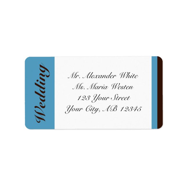 Chocolat bleu Brown Mariage Étiquettes de adresse (Devant)