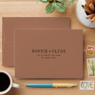 Chocolat Brown A7 mariage Enveloppe RSVP avec Addr