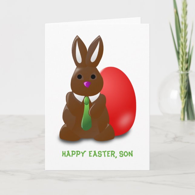 Chocolat Bunny Bonne Carte de voeux de Pâques Fils (Devant)