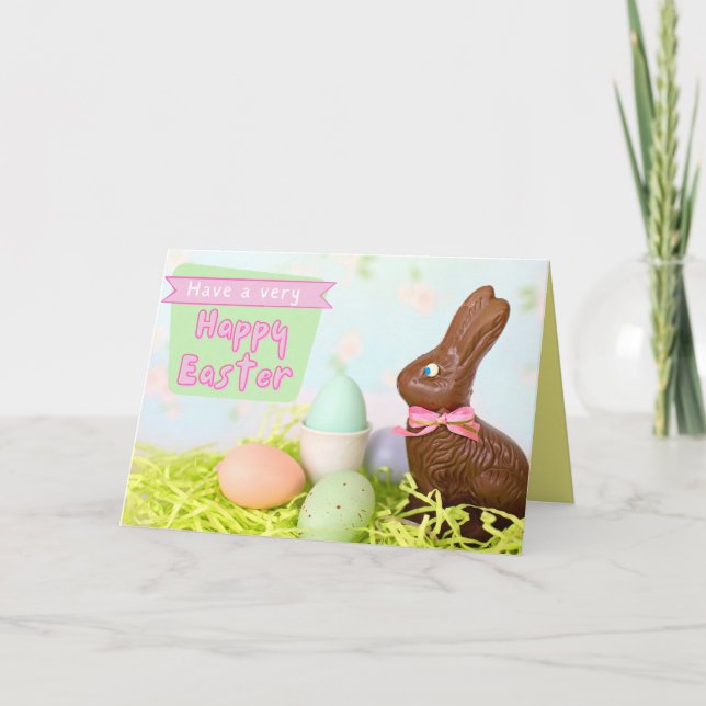 Chocolat Bunny Joyeux Carte de Pâques (Devant)