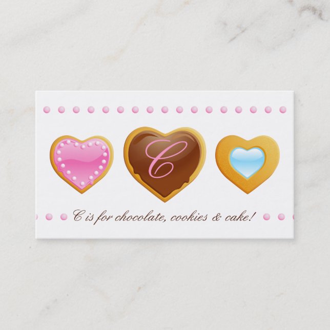 Chocolat C de coeur de biscuits de carte de visite (Devant)