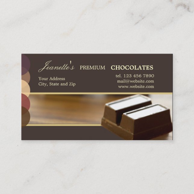 Chocolat - cartes de visite alimentaires (Devant)
