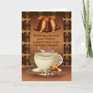 Chocolat Chaud Cartes De Noël Cloches Et Holly