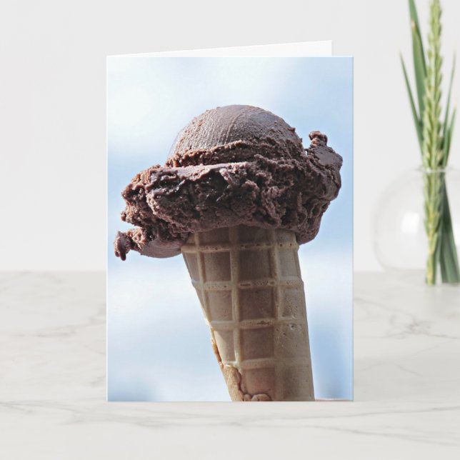 CHOCOLAT CRÈME DE GLACE CONE HEUREUSE CARTE D'ANNI (Devant)