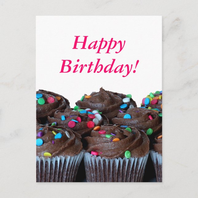 Chocolat Cupcakes Bonne Carte postale Anniversaire (Devant)