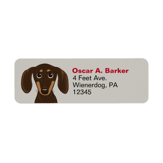 Chocolat Dachshund Chien Retour Adresse Étiquettes (Devant)