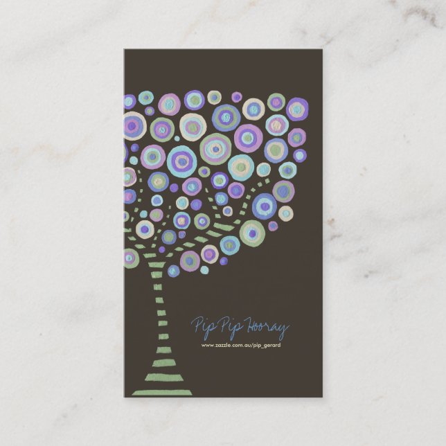 Chocolat de chaux Purple Retro Tree Carte de visit (Devant)