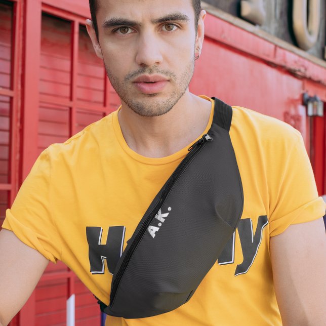 Chocolat foncé Brown Monogramme moderne pack Fanny (Créateur téléchargé)