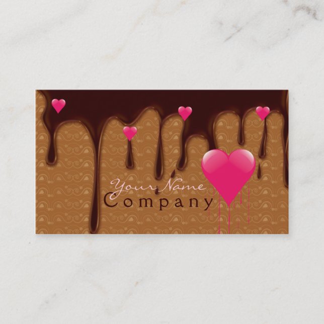 chocolat fondu avec le carte de visite rose de (Devant)