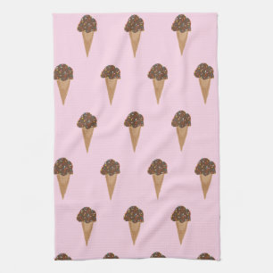 Chocolat glace cône motif serviette de cuisine