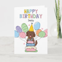 Chocolat Goldendoodle Chien Bonne Carte d'Annivers