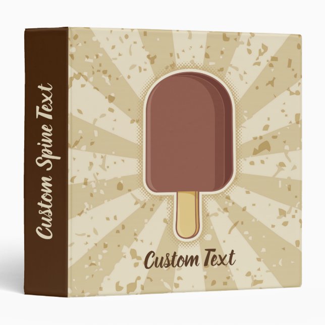 Chocolat Ice Crème Stick 3 Classeur à anneaux (Devant/Côté)
