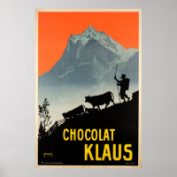 Chocolat Klaus, Affiche publicitaire Vintage suiss