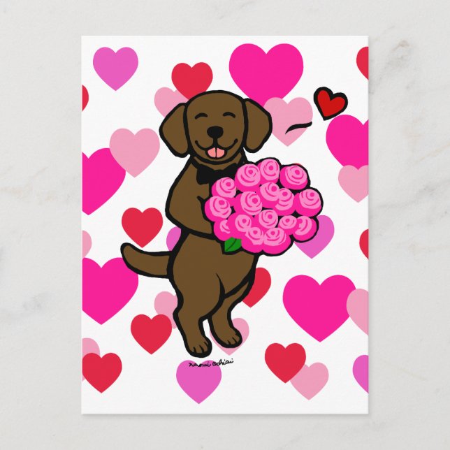 Chocolat Lab Puppy Carte Saint Valentin (Devant)