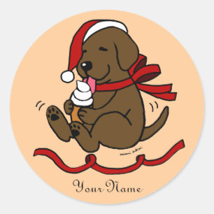 Chocolat Lab Puppy Stickers de dessin de Noël