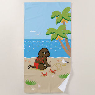 Chocolat Labrador Bikini Girl Beach Serviette