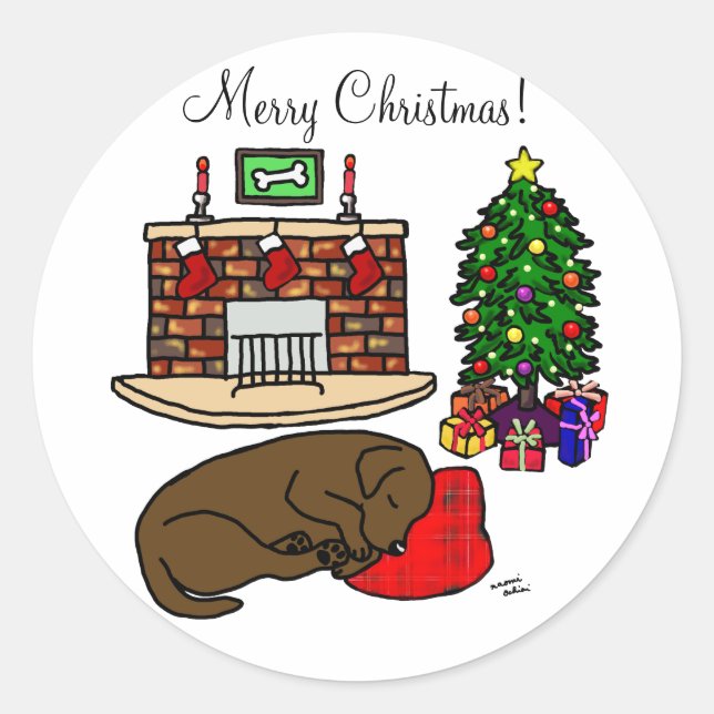 Chocolat Labrador Retriever Stickers de Noël (Devant)