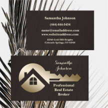 Chocolat Linen Gold Key Carte de visite immobilier