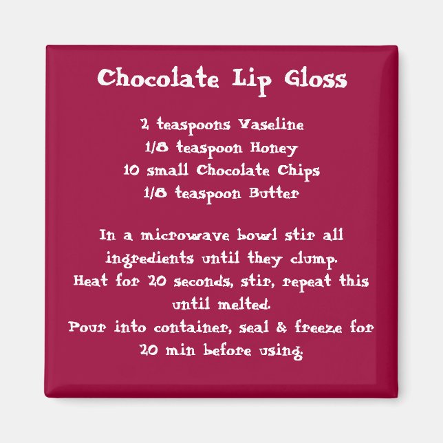 Chocolat Lip Gloss Recette couleur aimant (Devant)