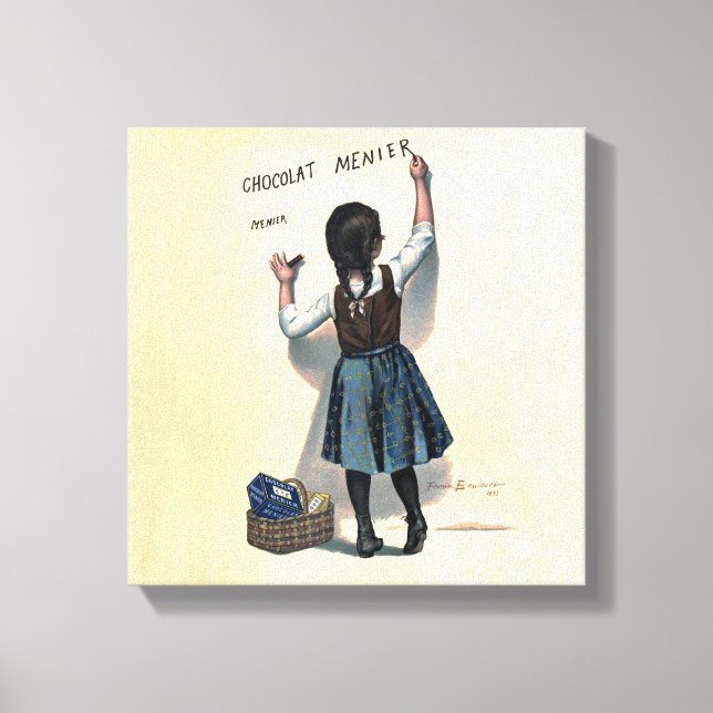 Chocolat Menier Little Girl Wall Writing  Canvas Print (Front)