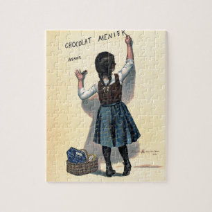 Chocolat Menier Little Girl Wall Writing  Jigsaw Puzzle