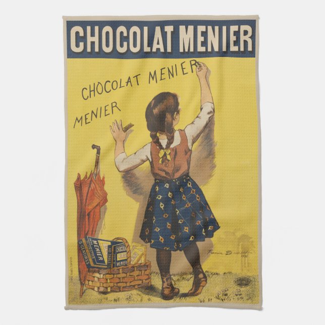 Chocolat Menier Little Girl Wall Writing  Kitchen Towel (Vertical)