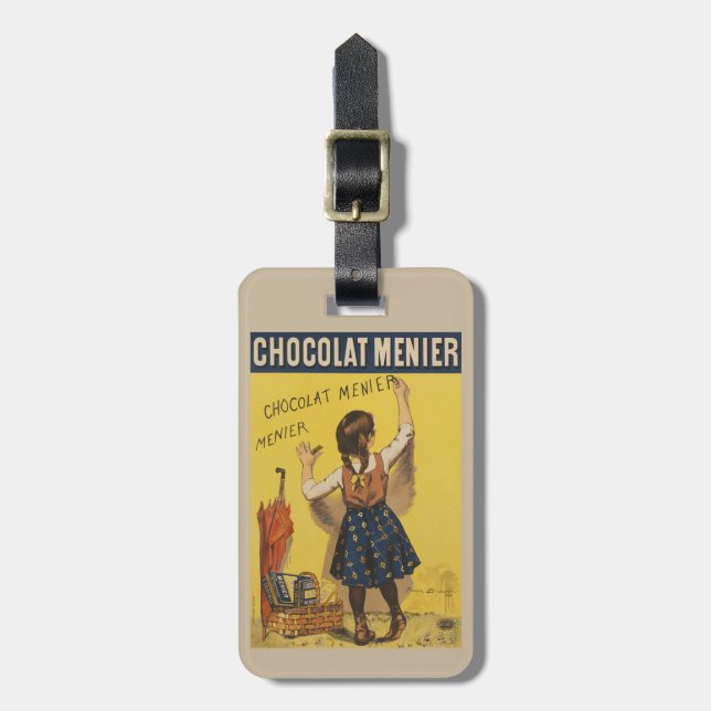 Chocolat Menier Little Girl Wall Writing  Luggage Tag (Front Vertical)