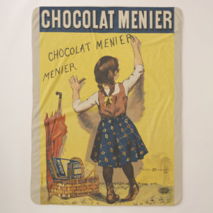Chocolat Menier Little Girl Wall Writing  Sherpa Blanket