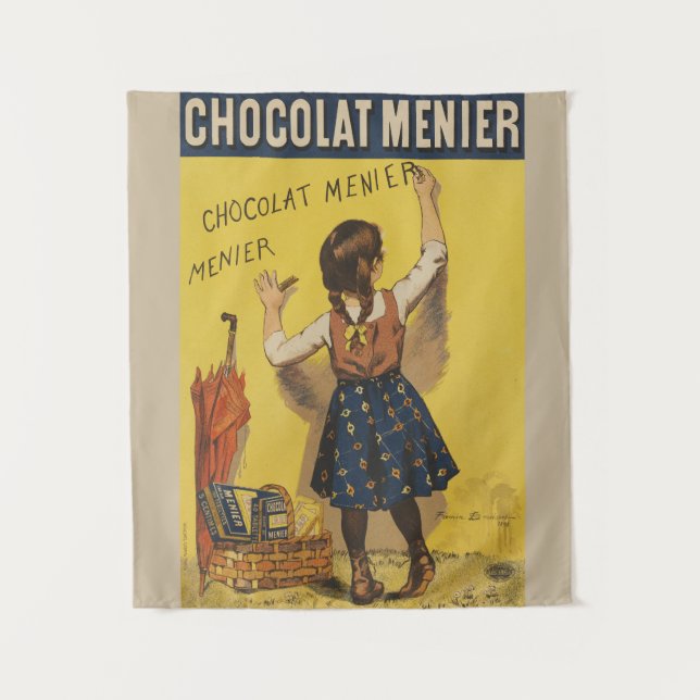 Chocolat Menier Little Girl Wall Writing  Tapestry (Front)