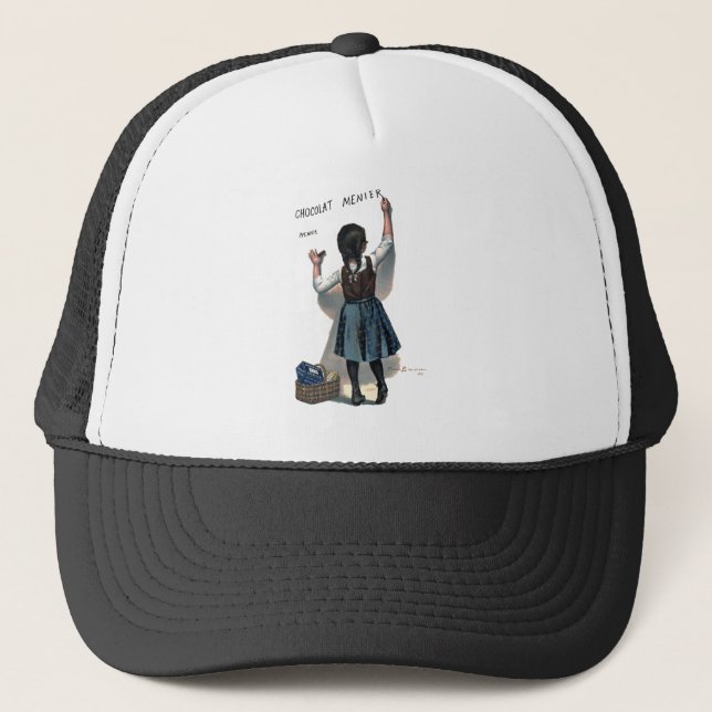 Chocolat Menier Little Girl Wall Writing  Trucker Hat (Front)
