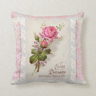 Chocolat Poulain Vintage Lace Throw Pillow