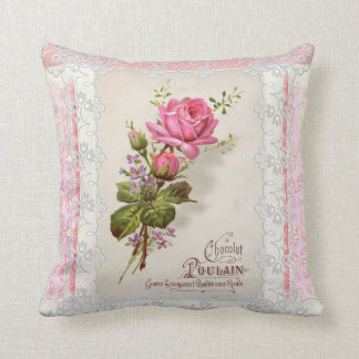 Chocolat Poulain Vintage Lace Throw Pillow