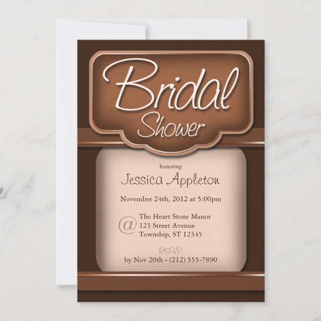 Chocolat riche : Invitations de douche nuptiale (Devant)