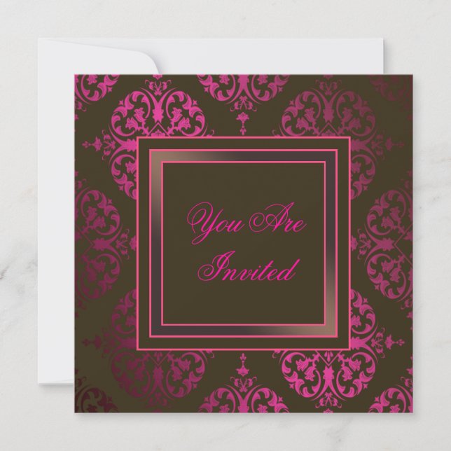 Chocolat rose chaud Brown & Pink Party Invitation (Devant)