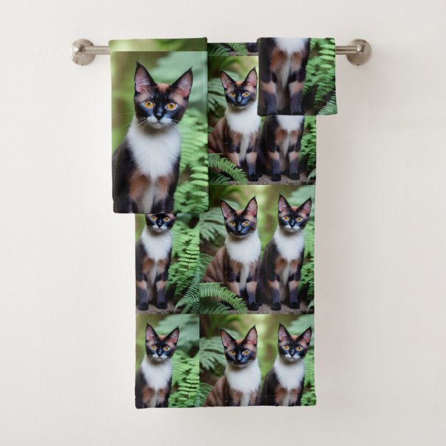 Chocolat Siamese Chat Twins, Serviette de bain (En situation)